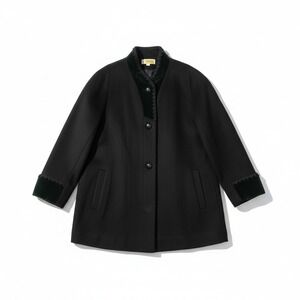 Jonathan Michael Black Wool Velvet Trim Soutache Coat, Women's Size 6 Jacket USA